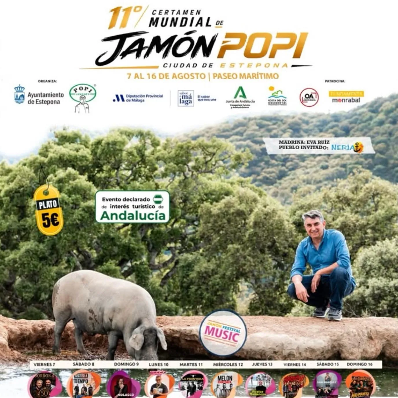 Official poster of the 11th World Ham Contest Popi, 7–16 August on Estepona's seafront promenade